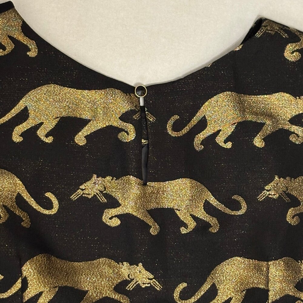 Eyedoll Golden Panther black sleeveless midi Dress from Anthropologie sz 10 - Picture 10 of 12